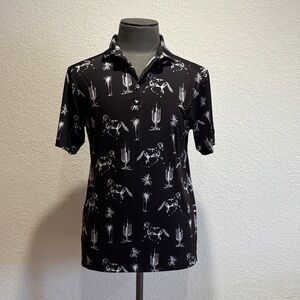 Bad Birdie Black Polo with White Western Print